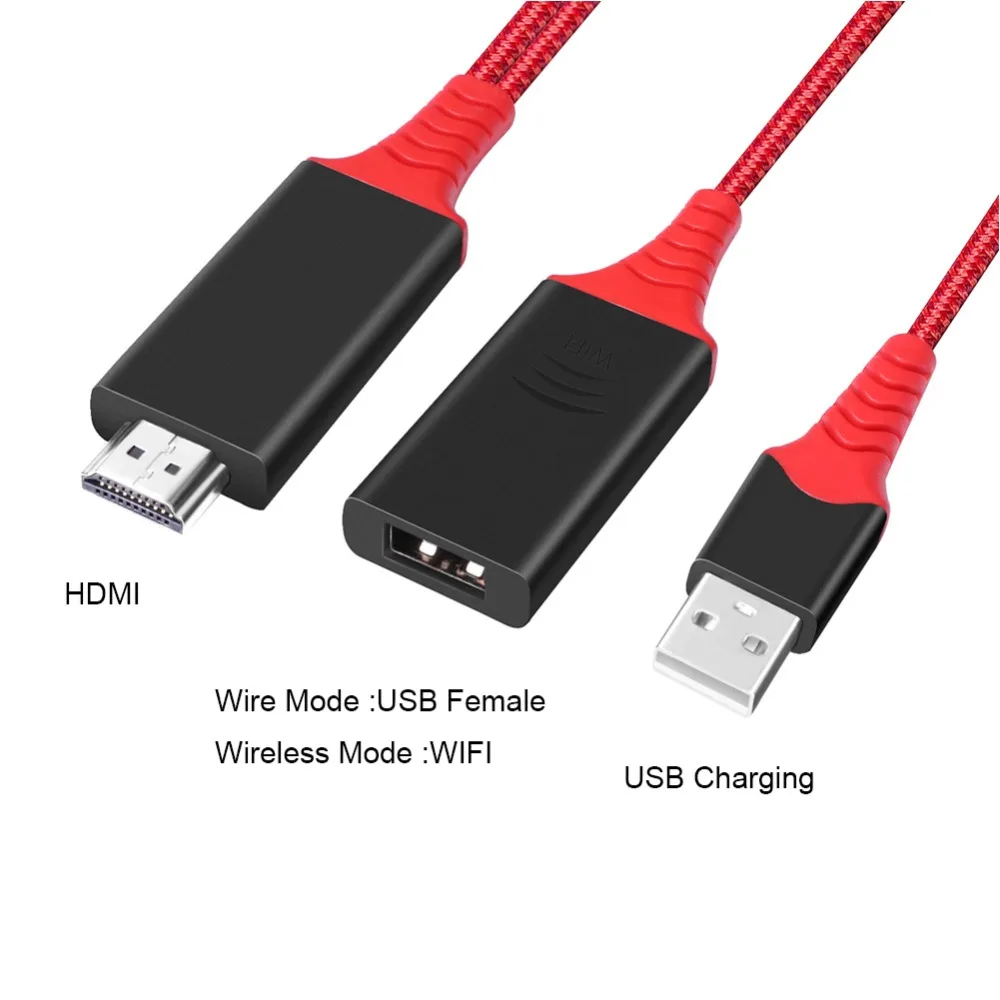 2 в 1 литой 1080 P телефон к HDTV кабель проводной+ беспроводной WiFi Дисплей программный ключ hdmi зарядный провод для IOS 8,0 и Android 6,0 и выше