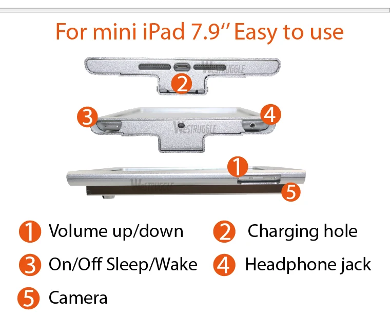 Подходит для iPad mini1 2 3 4 настенная подставка Металлический Чехол Дисплей Розничная кронштейн планшетный ПК замок держатель Поддержка Регулировка любого угла