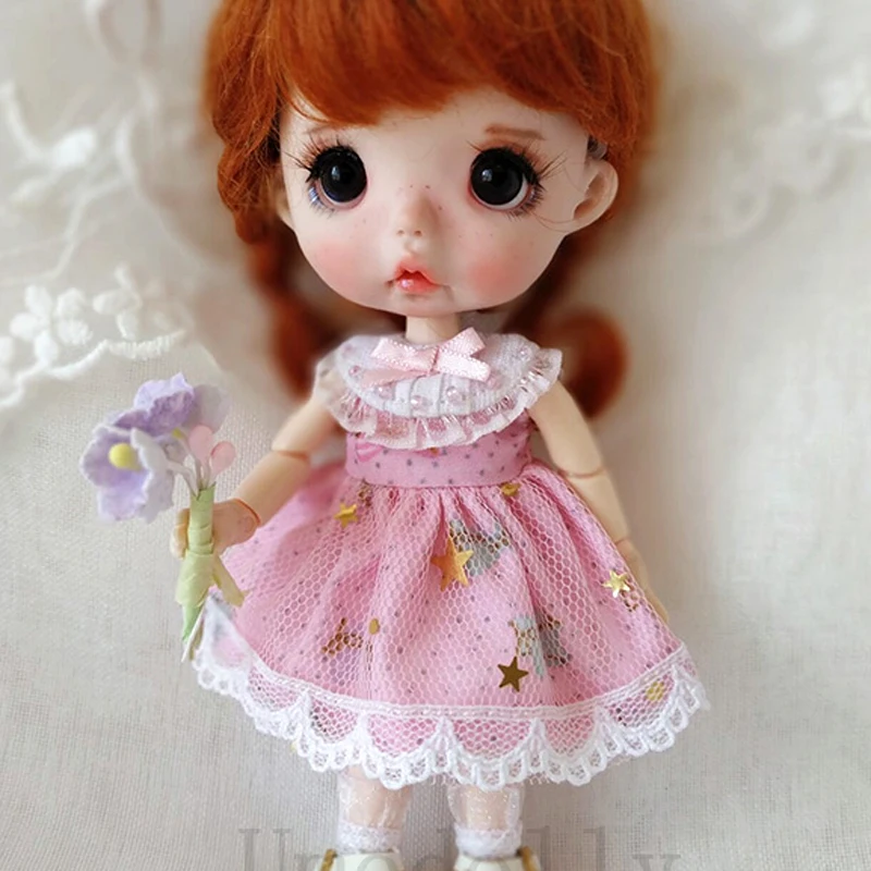 1 шт. милое Розовое Кружевное мини платье OB11 для кукол obitsu 11 1/8 BJD аксессуары