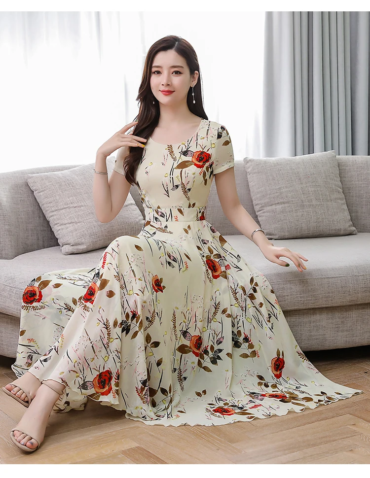 Элегантные женские цветочные шифоновые Boho Макси платья летние винтажные 3XL плюс размер пляжный сарафан с принтом облегающие вечерние платья