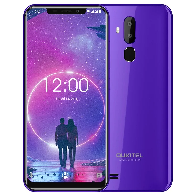 Purple OUKITEL C12 Face ID 3g смартфон 6,1" 19:9 Android 8,1 MT6580 четырехъядерный 1. 3g Гц 2 ГБ+ 16 Гб 8MP+ 2.0MP нажмите отпечаток пальца мобильный - Цвет: Purple