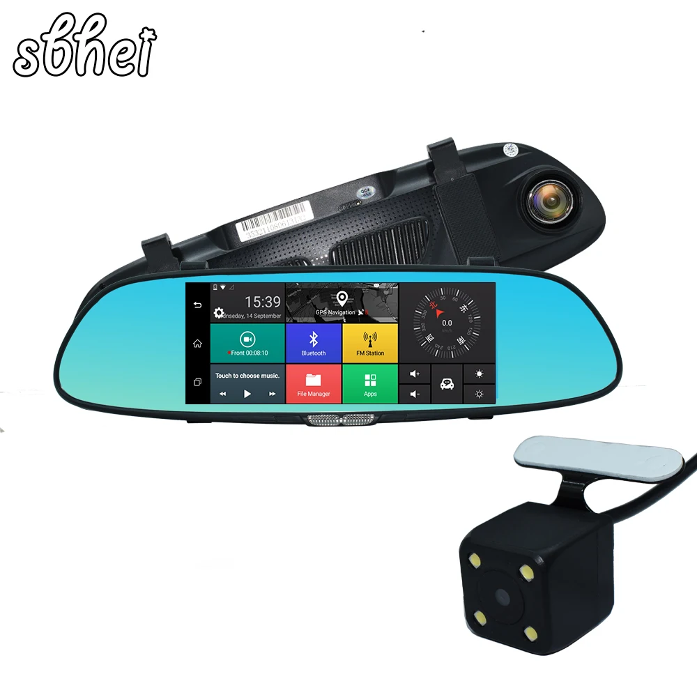 Новый 7 дюймов 3G автомобиля Камера DVR GPS Bluetooth Двойной объектив Зеркало заднего