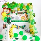 FENGRISE Зеленый воздушный шар, украшение для вечерние в джунглях, украшение для вечевечерние НКИ в джунглях с животными, украшение для вечеринки в честь Дня Рождения, Детские праздники в джунглях