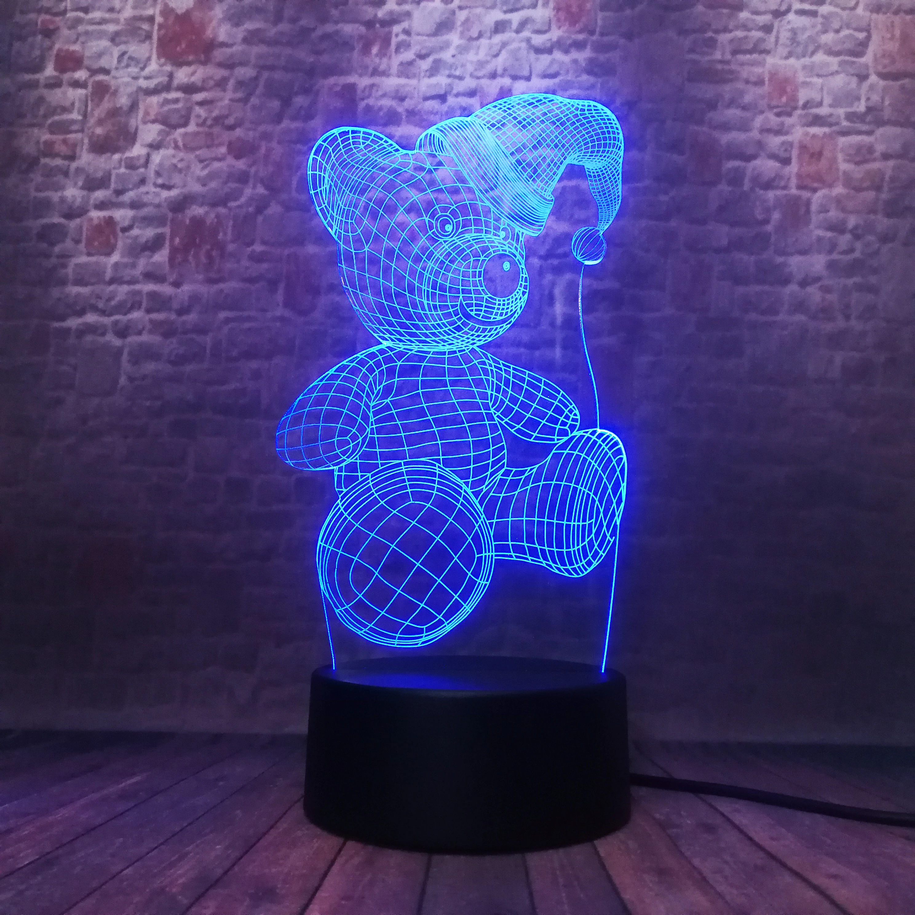Хит! 3D Рождество Bear7 цветов Изменение ночные светильники Спальня ребенок Спящая