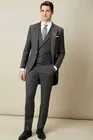 2017 последний дизайн пальто брюки итальянский серый фрак мужской костюм жениха Блейзер приталенный крой 3 шт смокинг на заказ костюмы Terno Masculino