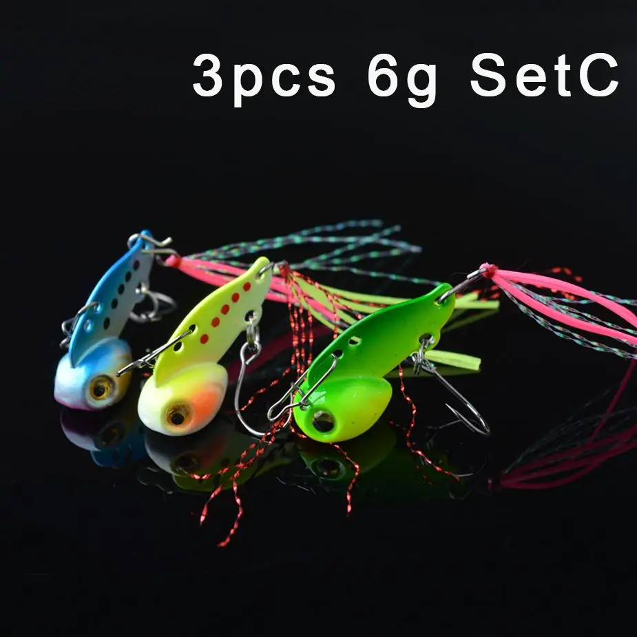 3pcs 6g setC TOMA Мини Металлические VIB рыболовные приманки 3 г 6 г микро Вибрация искусственные жесткие приманки Спиннер с происхождения один крючок рыболовные снасти - Цвет: 3pcs 6g setC