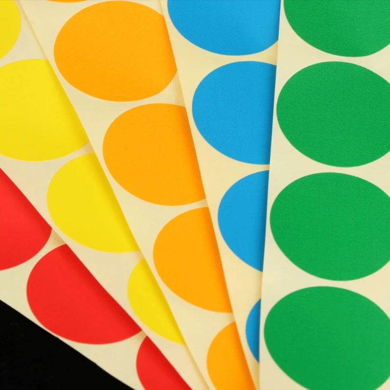 Постоянный клей кодирования стикер s Круглый Круг Точки яркие цвета этикетки