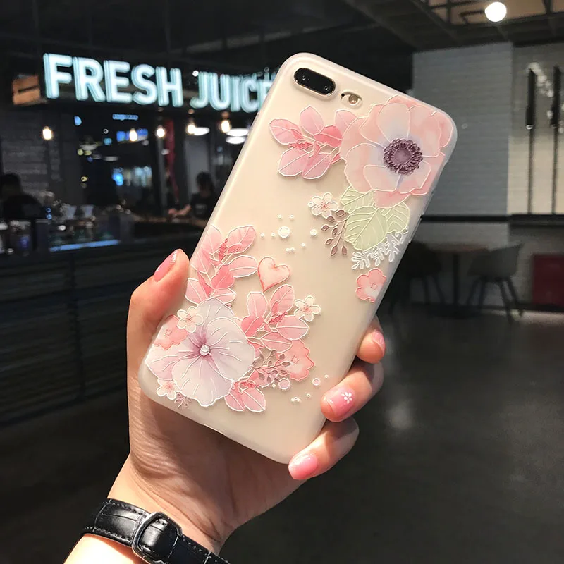 UYG case for iPhone 7 phone soft silicone&ampTPU material with 3D relief pattern iphone7 cover 6 6S+3d tempered glass |