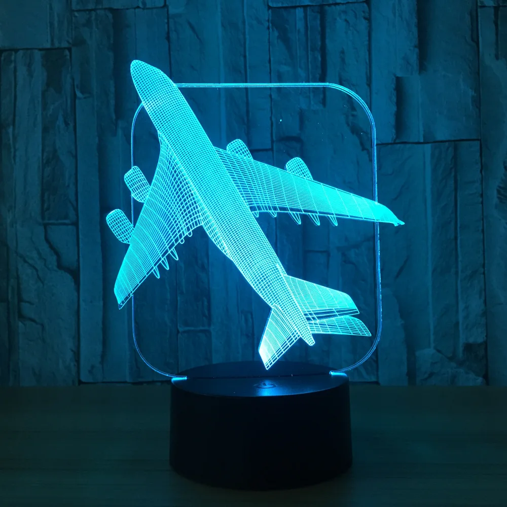 Самолёт и Aircarft 7 цветов лампа 3d визуальные светодиодные ночники для детей