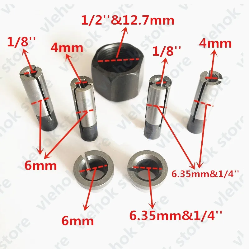 Переходник для цанговой гайки 1/4 'ɱ/8'' 3 мм 4 6 Makita 3701 3708FC 3708F 3707FC 3706 3707F 3705 3703