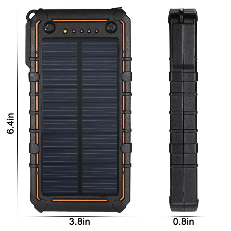 10000 мА/ч, Мощность банка для XiaoMi, Портативный 5 V/2.1A 2 порта быстрой Зарядное устройство Панели солнечные и фонариком внешняя Батарея телефон Зарядное устройство