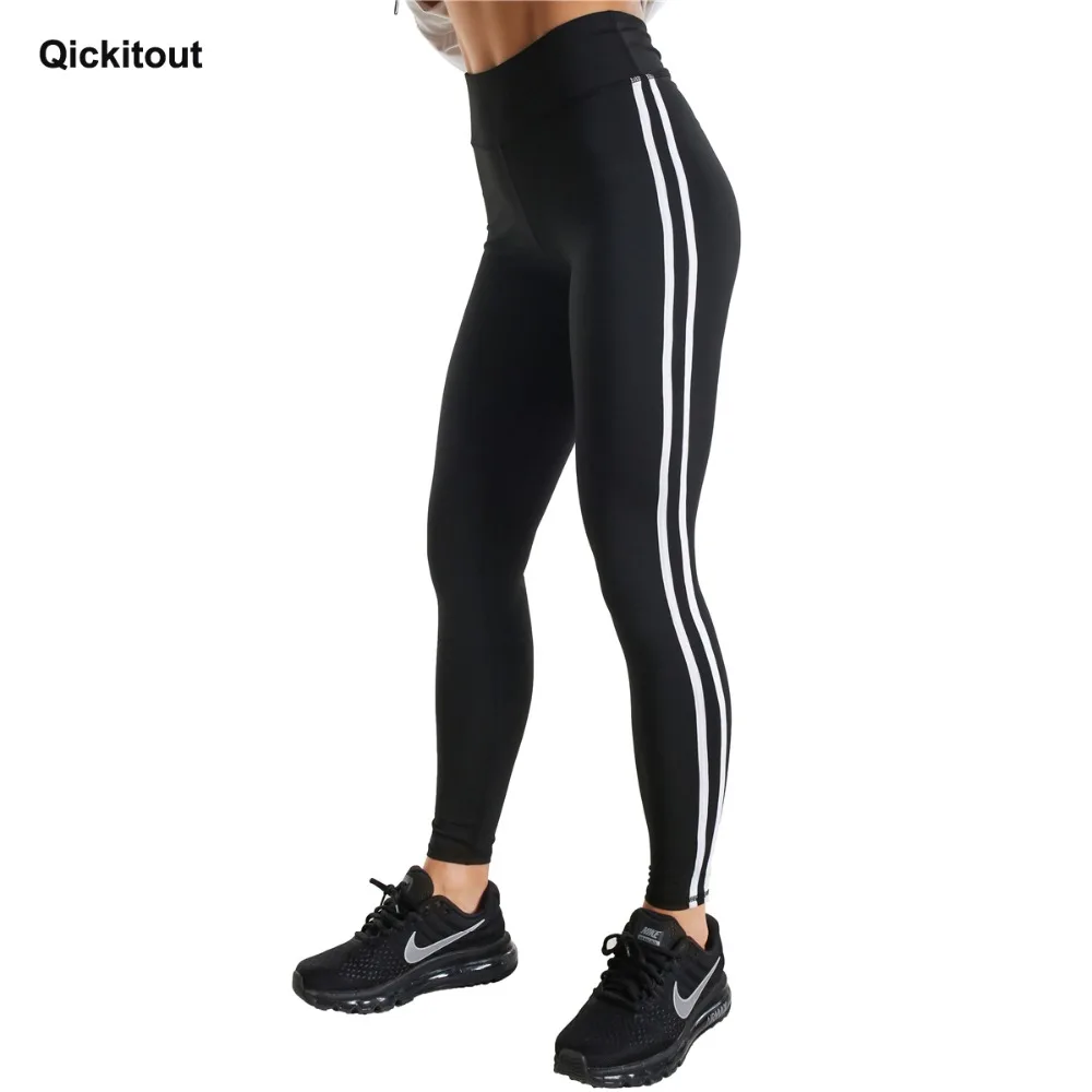Женские эластичные леггинсы Qickitout спортивные облегающие из полиэстера с высокой