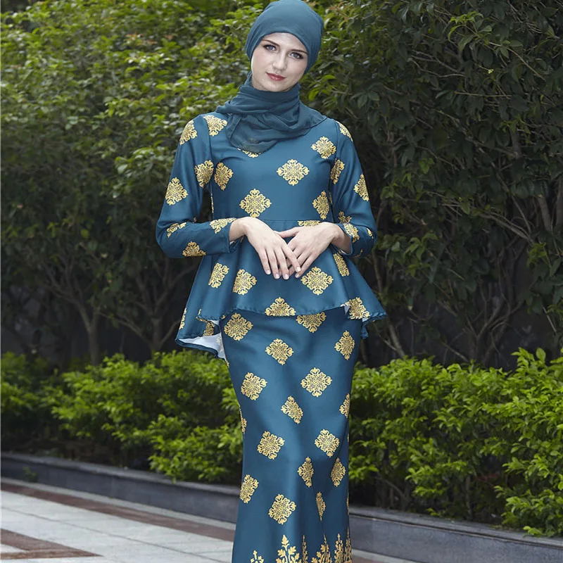 Женское платье с мусульманским принтом Abaya костюм из двух предметов в