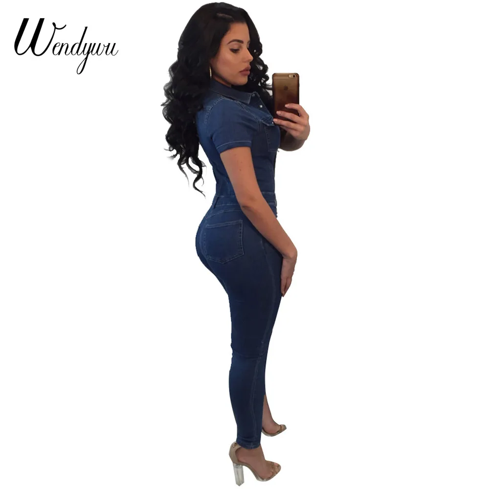 Женский джинсовый комбинезон Wendywu с коротким рукавом и комбинезоны большого