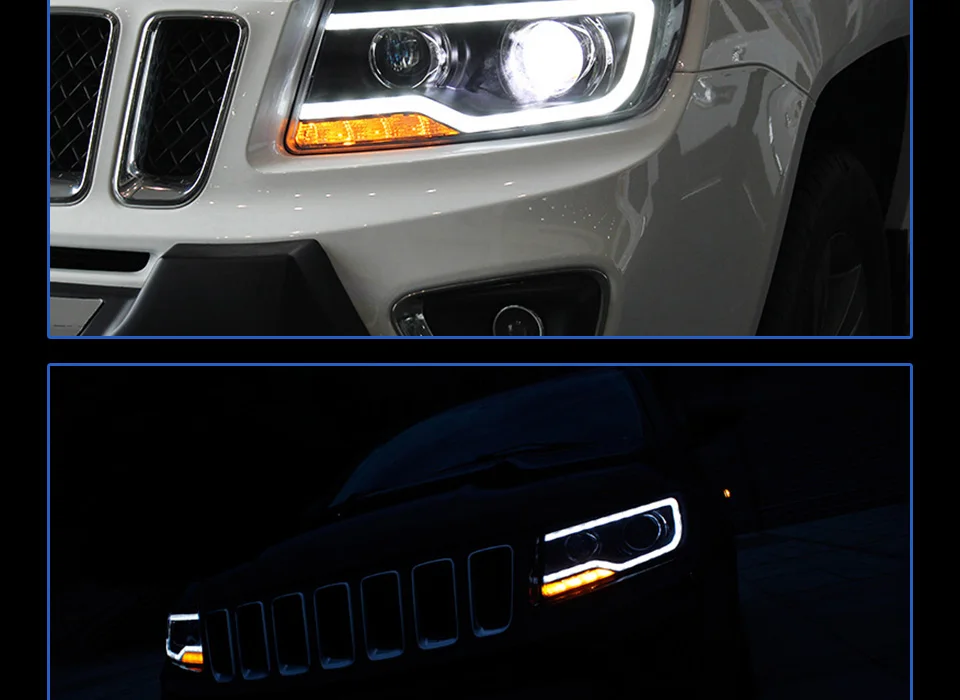 AKD тюнинг Автомобильные фары для Jeep Compass 2011- светодиодные фары DRL ходовые огни Биксеноновые противотуманные фары