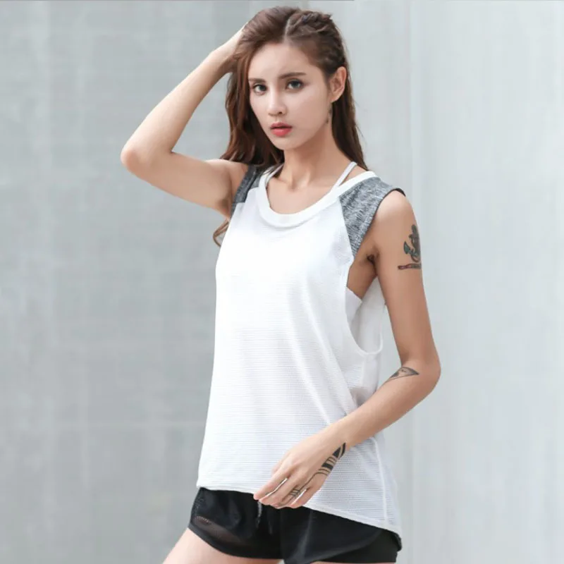 New Quick-Drying Polyester Women Yoga Vest Loose Thin Breathable Sexy Mesh Stretch Sleeveless Fitness Running Sportswear S/M/L | Спорт и