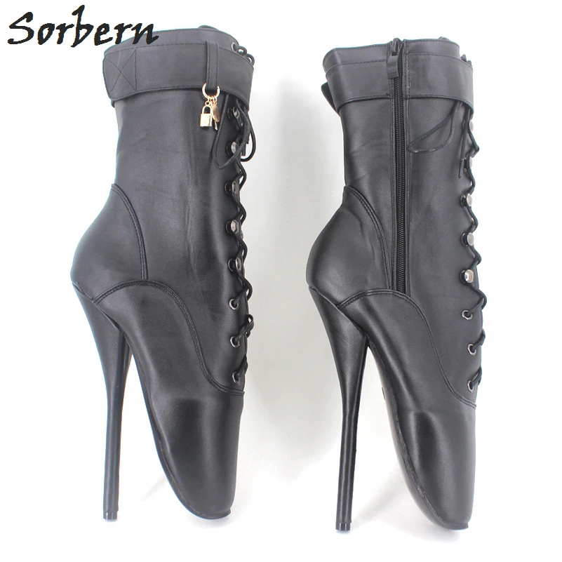 Sorbern/пикантные балетки на высоком каблуке-шпильке; черные сапоги до середины икры; Фетиш; балетки; женская обувь на шнуровке; большие размеры