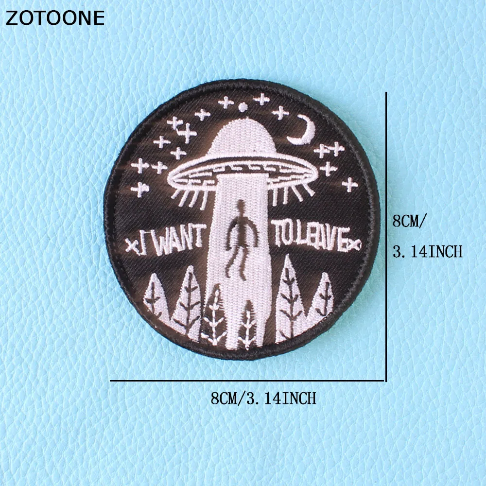 ZOTOONE 1 шт. НЛО космонавта Parches для костюмы Hook& Loop вышивка нашивки аппликации я хочу верить DIY полосатая одежда - Цвет: Затуплённый