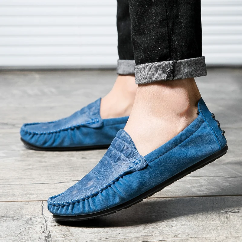 Мужская повседневная обувь замшевые мокасины без застежки брендовая