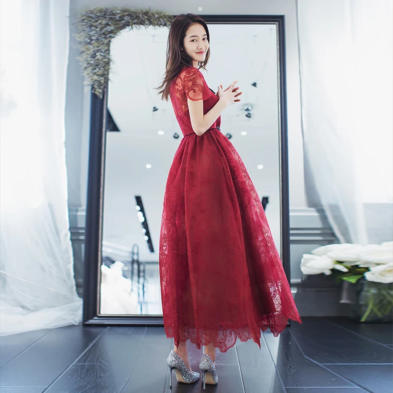 MOON MODA кружевное вечернее платье трапециевидной формы с коротким рукавом