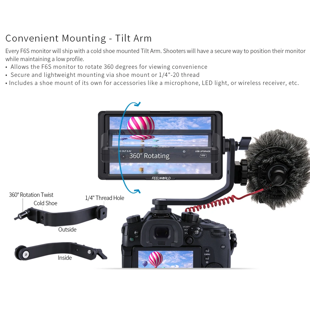 Feelworld F6S " 4 к HDMI 1080 P видео мониторы для Zhiyun вебилл Ронин S Gimbal DSLR MOZA Air камера стабилизатор vs мастер MA5