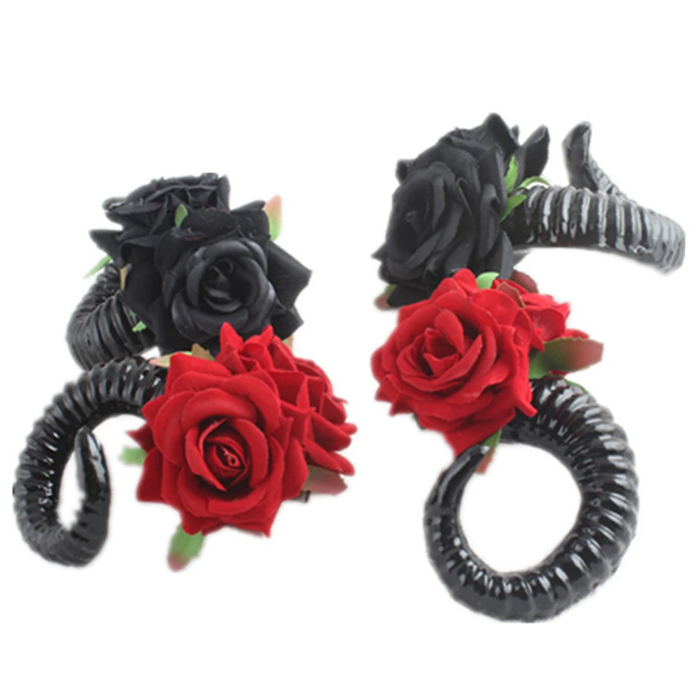 Рога роза цветок заколка для волос Головные уборы реквизит фотографий косплея