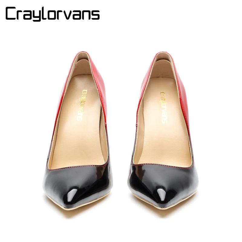 Craylorvans/классические красные и черные двухцветные туфли на высоком каблуке