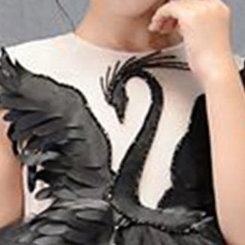 Long Trailing Flower Girl Dresses Ball Gown Kids Pageant Dress Birthday Party Stunning Swan Feather Princess E109 | Детская одежда и