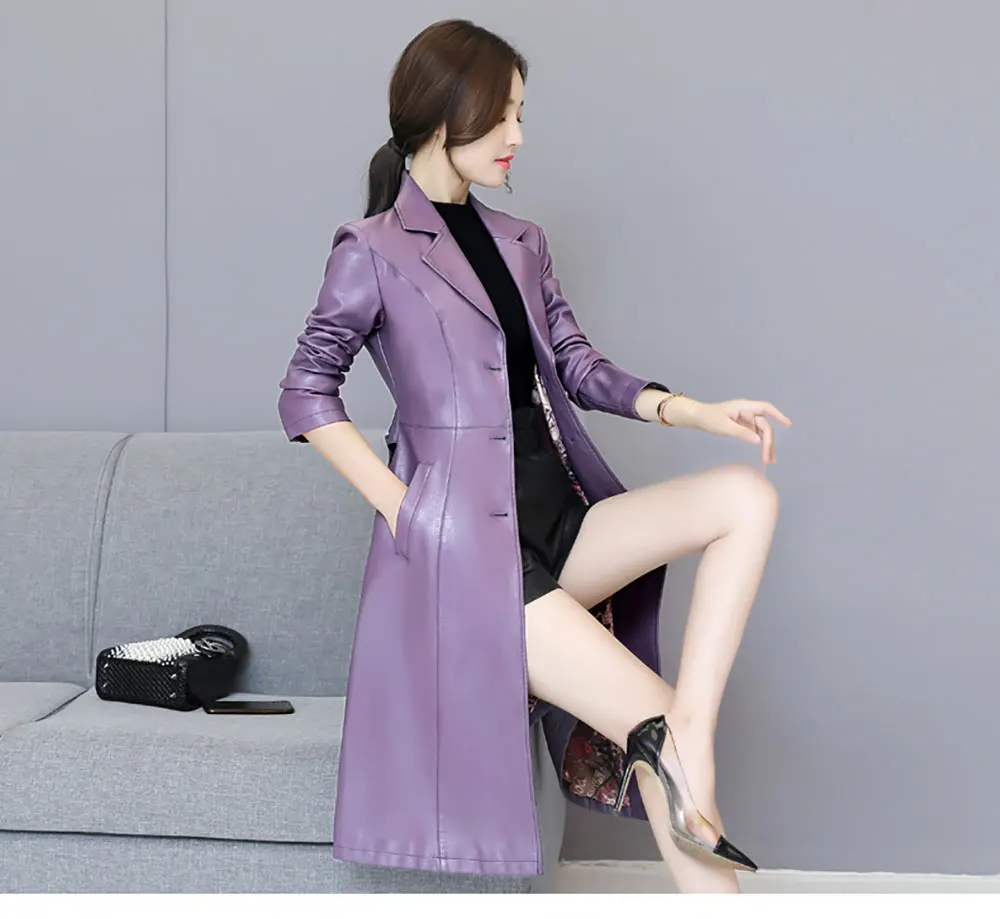 PinkyIsblack, новинка, весна, осень, зима, кожаная куртка для женщин, плюс размер, кожаное пальто для женщин, средней длины, мотоциклетный Тренч