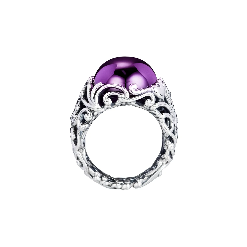 

QANDOCCI 925 Sterling Silver Jewelry Regal Dazzling Beauty Ring Purple CZ Rings for Women DIY Charms Jewelry Party Gift