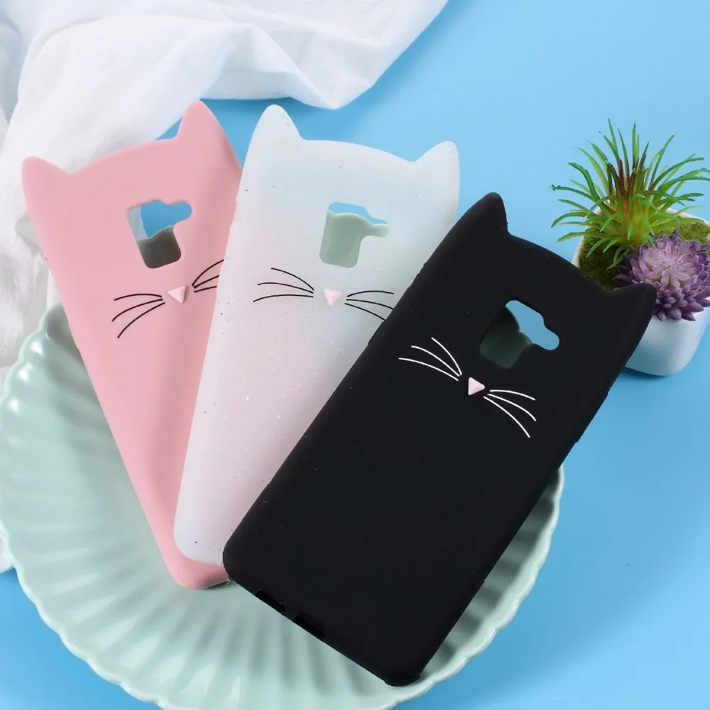 Прекрасный чехол для телефона samsung Galaxy A8 + 2018 3D усы Cat Силиконовые крышки корпуса