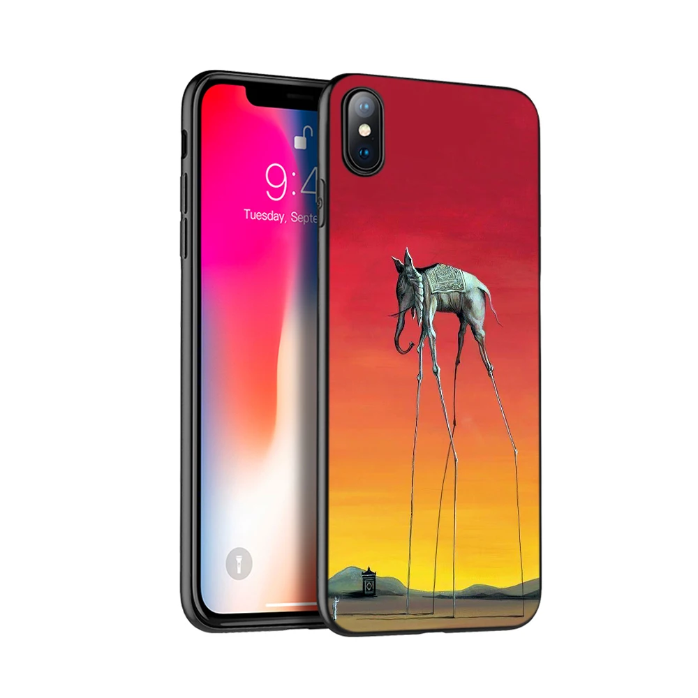 Черный чехол из ТПУ для iphone 5 6 6s 7 8 plus x 10 силиконовый XR XS 11 pro MAX Salvador Dali|Бамперы| |