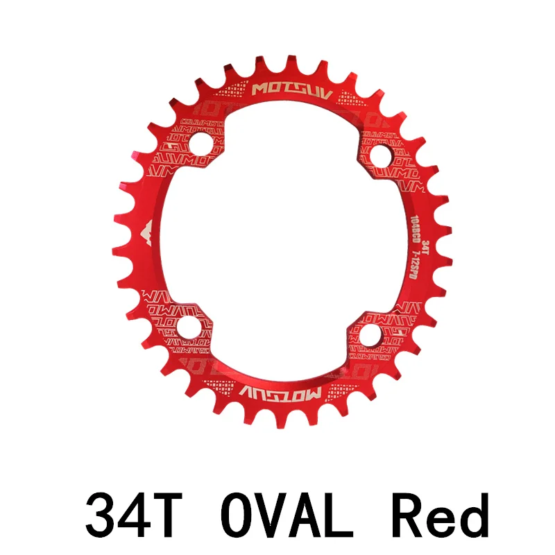 MO 34T OVAL Red MOTSUV Овальный Круглый велосипедный Кривошип и цепное колесо 104BCD широкая узкая Цепь 32 T/34 T/36 T/38 T шатун MTB велосипед запчасти - Цвет: MO 34T OVAL Red