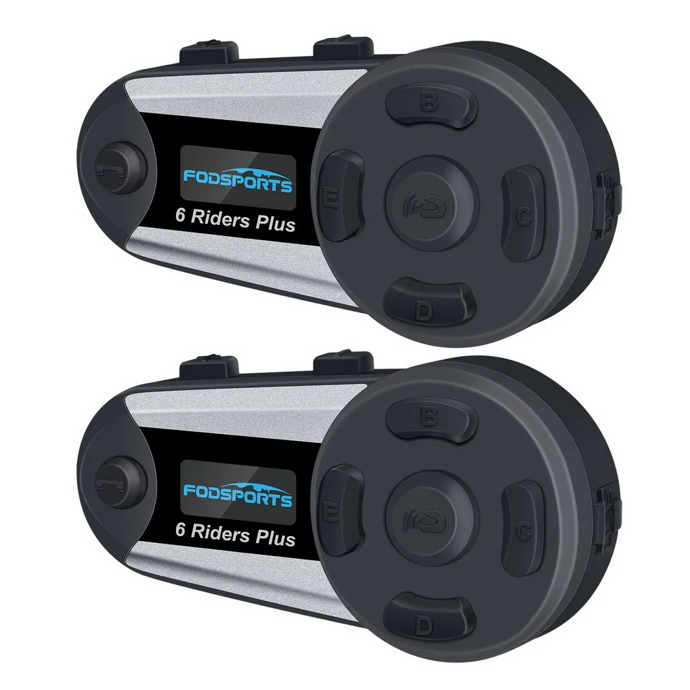 Fodsports 2 шт V6 плюс домофон мотоциклетный шлем домофон Bluetooth шлем гарнитура 6 всадников 1200 м Moto Intercomunicador FM светодиодный