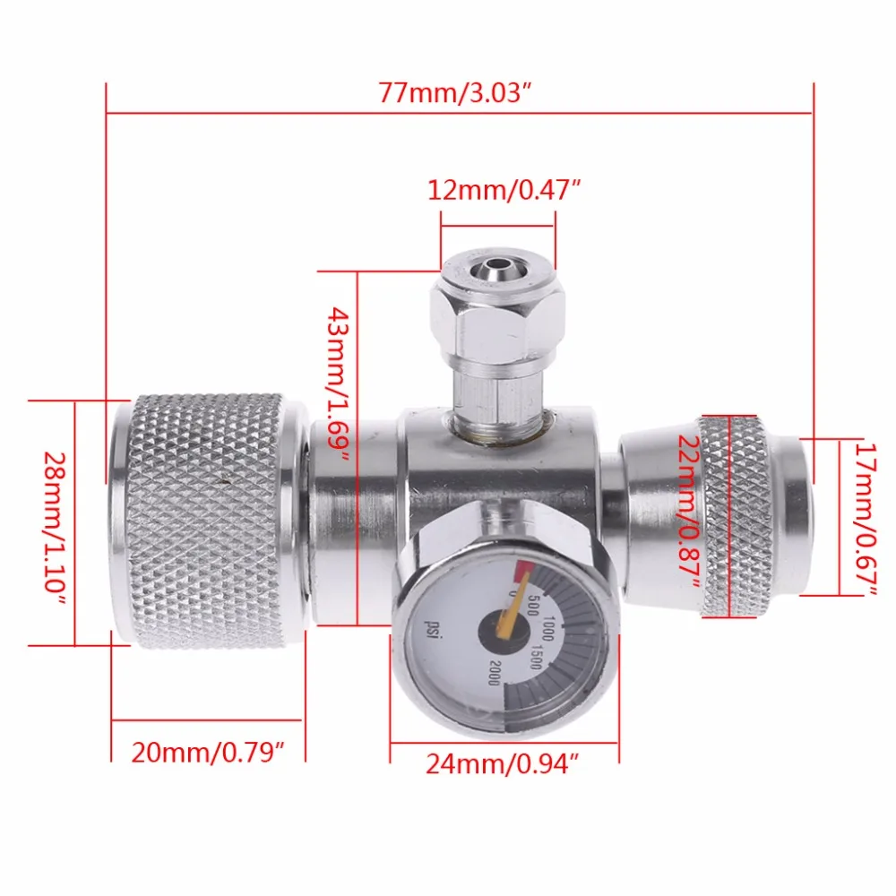 OOTDTY CO2 Давление датчик JIS m22-14 регулятор манометр более 1500PSI цилиндр редуктор |