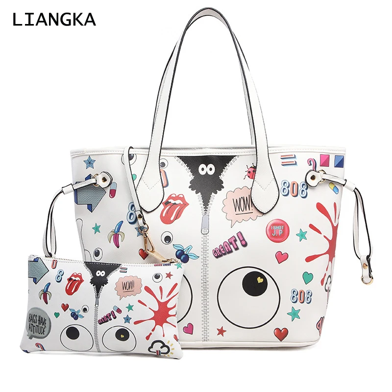 LIANGKA Сумочка Кошелек 2 шт. из искусственной кожи граффити средства ухода для век