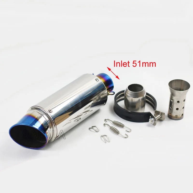 51MM Stainless steel 51 мм 60 мм Мотоцикл Универсальный выхлоп с дБ убийца выхлопа из нержавеющей стали/углеродного волокна для SC выхлопной трубы помощь скорости - Цвет: 51MM Stainless steel