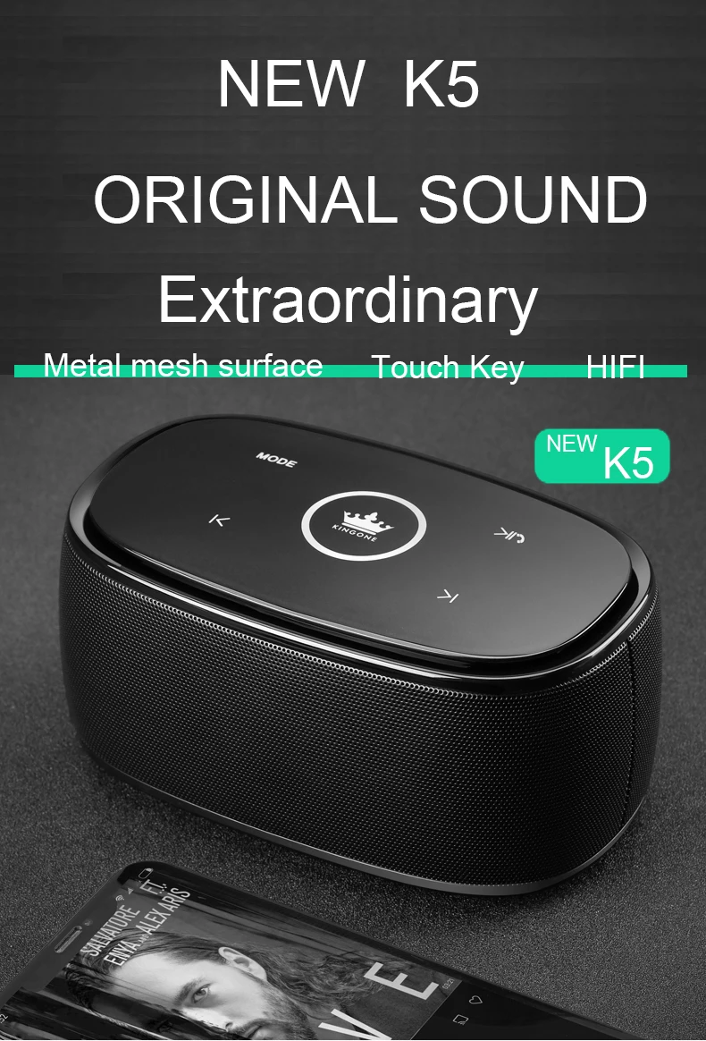 Новинка Kingone K5, беспроводной Bluetooth динамик, TWS, супер бас, громкий динамик, сенсорная клавиша, сабвуфер, без рук, Bluetooth 4,2, TF карта, AUX