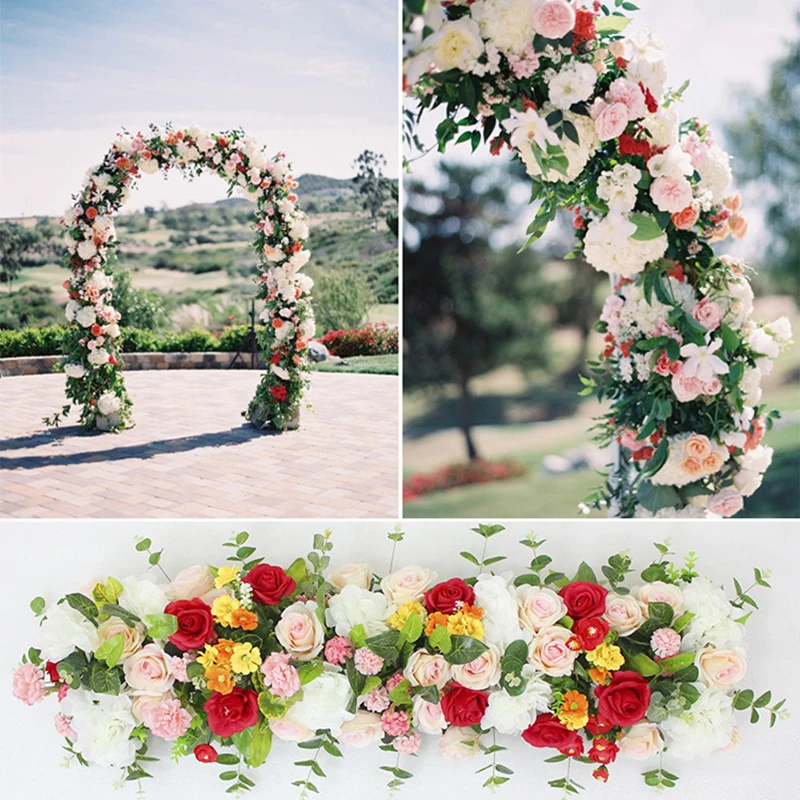 

1m wedding Road cited flowers rose peony hydrangea mix DIY arched door Flower Row Window T station wedding party decoration