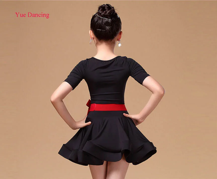 Оранжевые/зеленые/черные танцевальные костюмы для девочек бальных танцев/платья