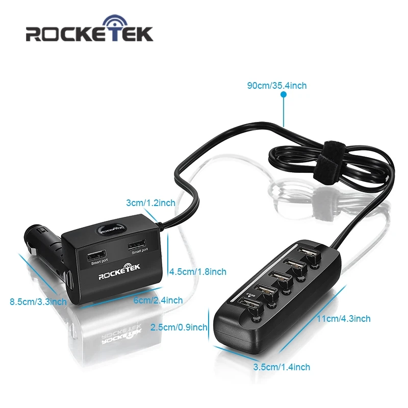 Игровая мышь Rocketek Мульти usb Автомобильное зарядное устройство smart ic 7 USB 11A кабель для быстрой зарядки QC 2,0 телефонный адаптер Аксессуары для samsung htc для автомобиля с двумя портами