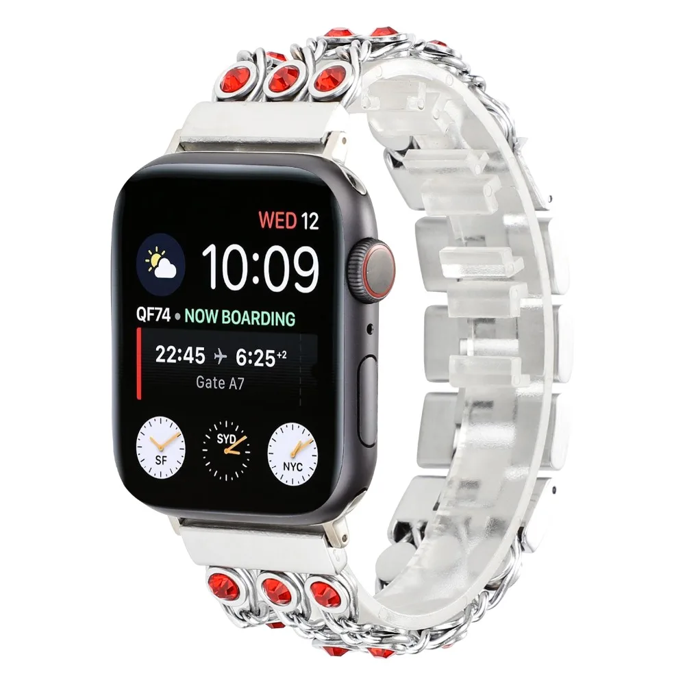 Хрустальные стразы ремешок из нержавеющей стали для Apple Watch Series 4 3 2 модный iwatch