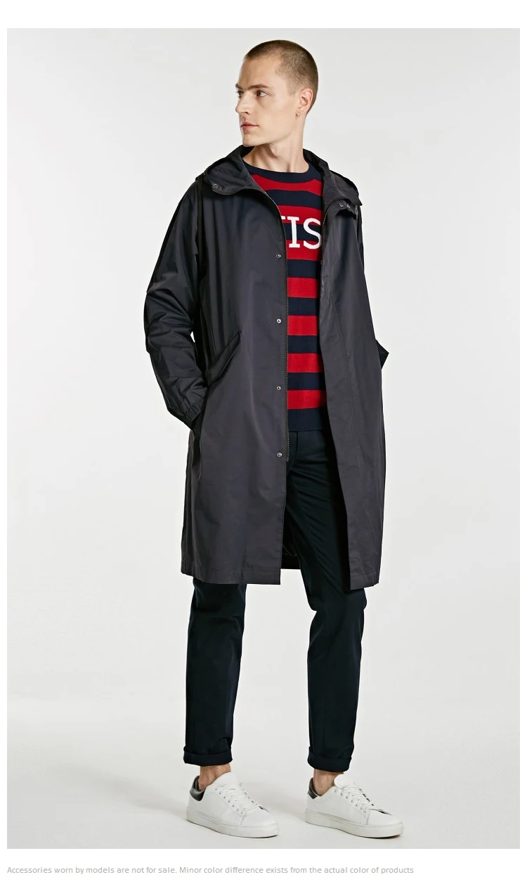 JackJones Мужской плащ с капюшоном ветровка длинная куртка 218321531