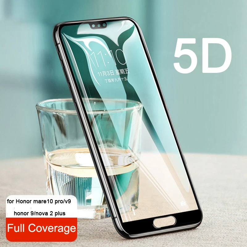 5D закаленное стекло для Huawei Honor 9 чехол полное покрытие Защита экрана mate 10 Pro Nova 2 Plus