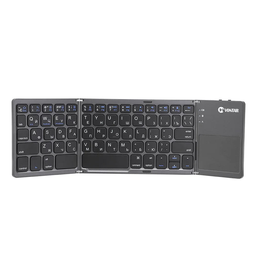10pcs Portable Folding Russian Bluetooth Keyboard Wireless Rechargeable Foldable Touchpad for IOS/Android/Windows ipad Tablet