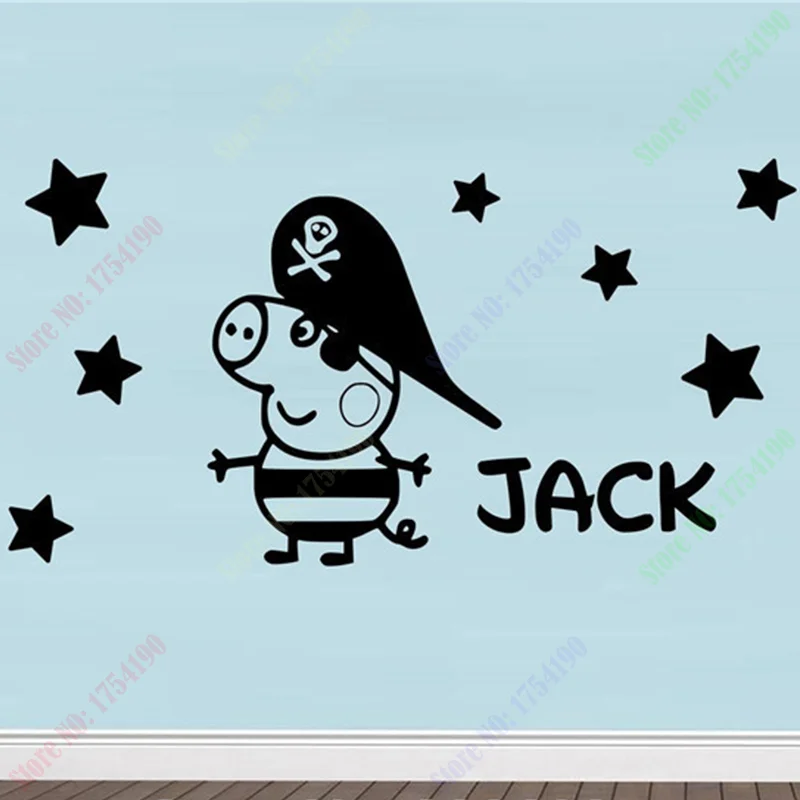

Free Shipping Pirate George Customized Personalised Wall Sticker Name Vinyl Wall Sticker Name wallpaper