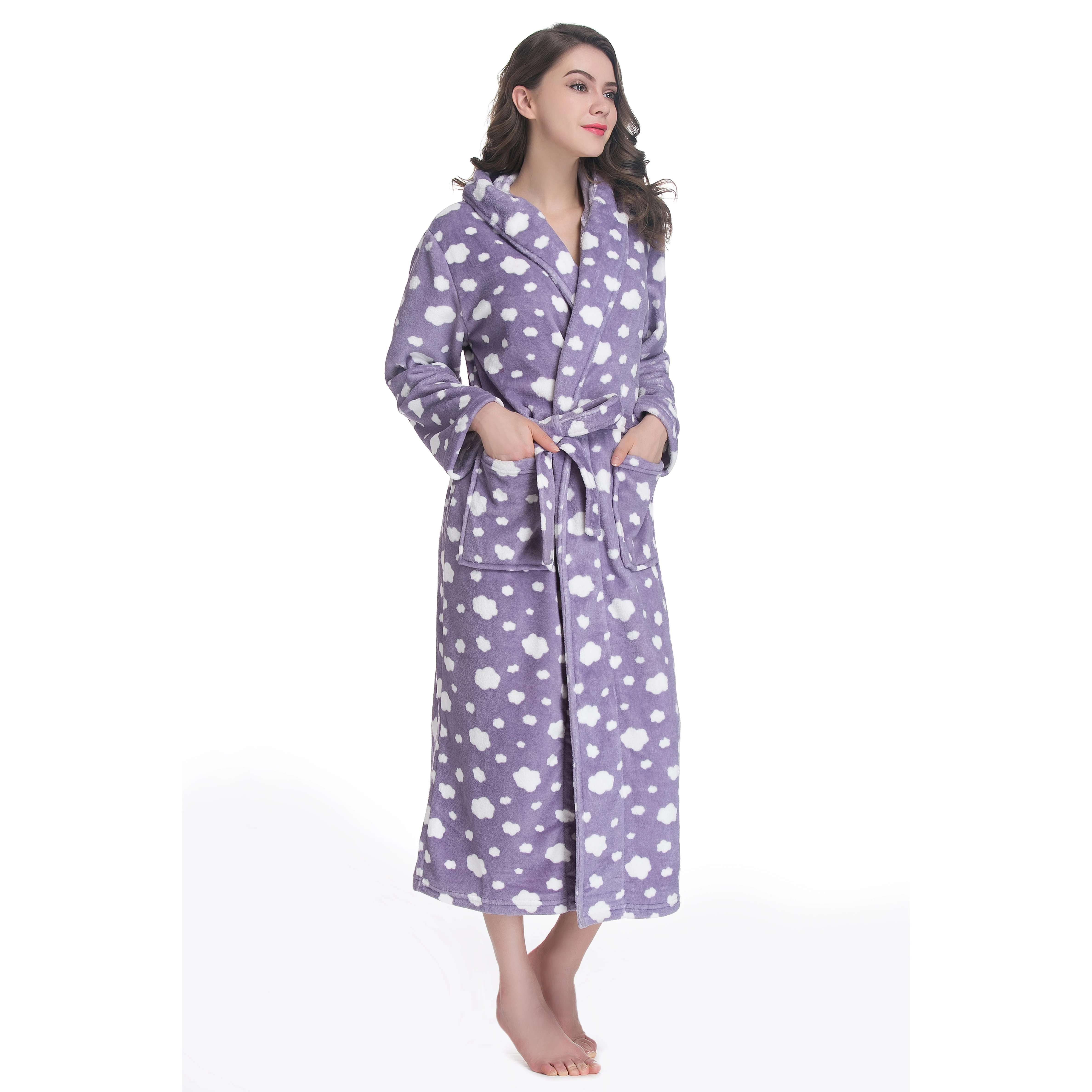 Lavenderi Women's woolen robe long bathrobe with cap | Женская одежда