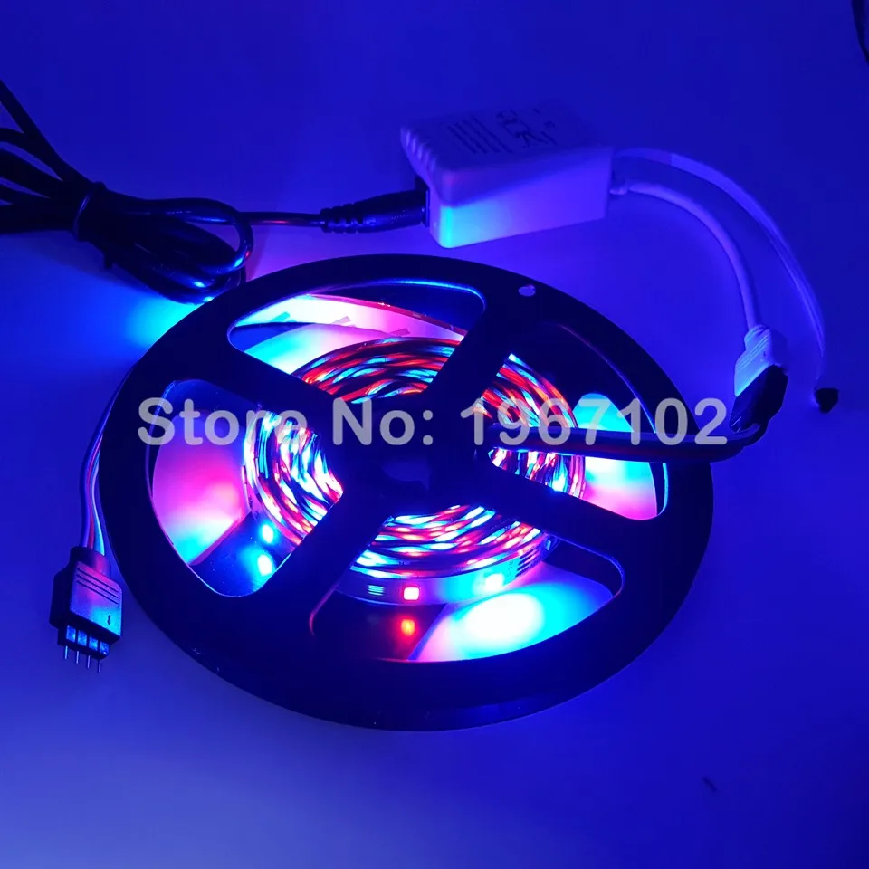 10 комплектов RGB Светодиодные ленты 5 м 300 светодио дный 3528 SMD 12 В 2A Мощность адаптер 24Key ИК-пульт гибкие светодиодные светодио дный ленты лампы для дома