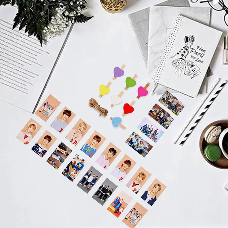 20 шт./компл. Kawaii STRAY KIDS Lomo Card бумажные фотокарты с 10 шт. зажимами для поклонников