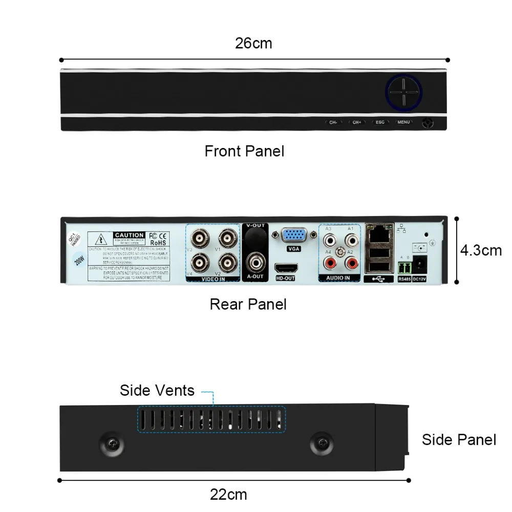 Techage 4CH H.264 1080P HDMI AHD CCTV DVR NVR HVR 1080N M 2MP P2P цифровой видеорегистратор для аналоговой